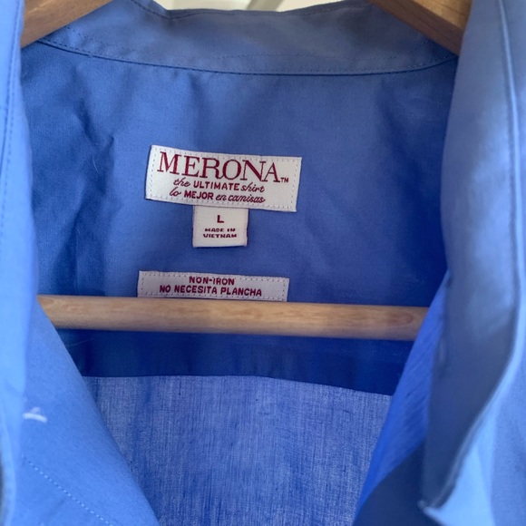 Merona blue button down shirt - men’s size L - Picture 2 of 6